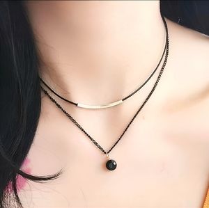 Layered Black & Gold Choker Necklace